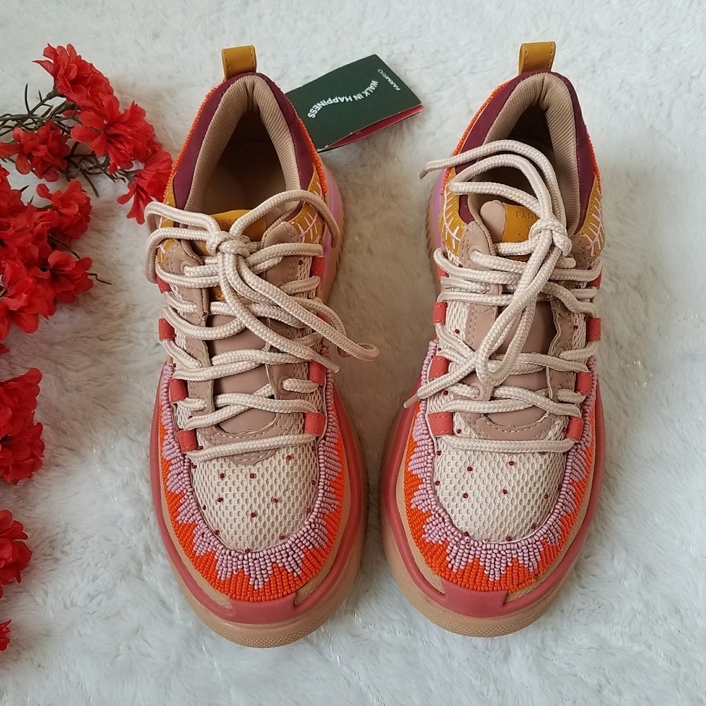 FARM Rio Jungle Panther Bead & Embroidery Embellished Platform Sneakers - Picture 2 of 12
